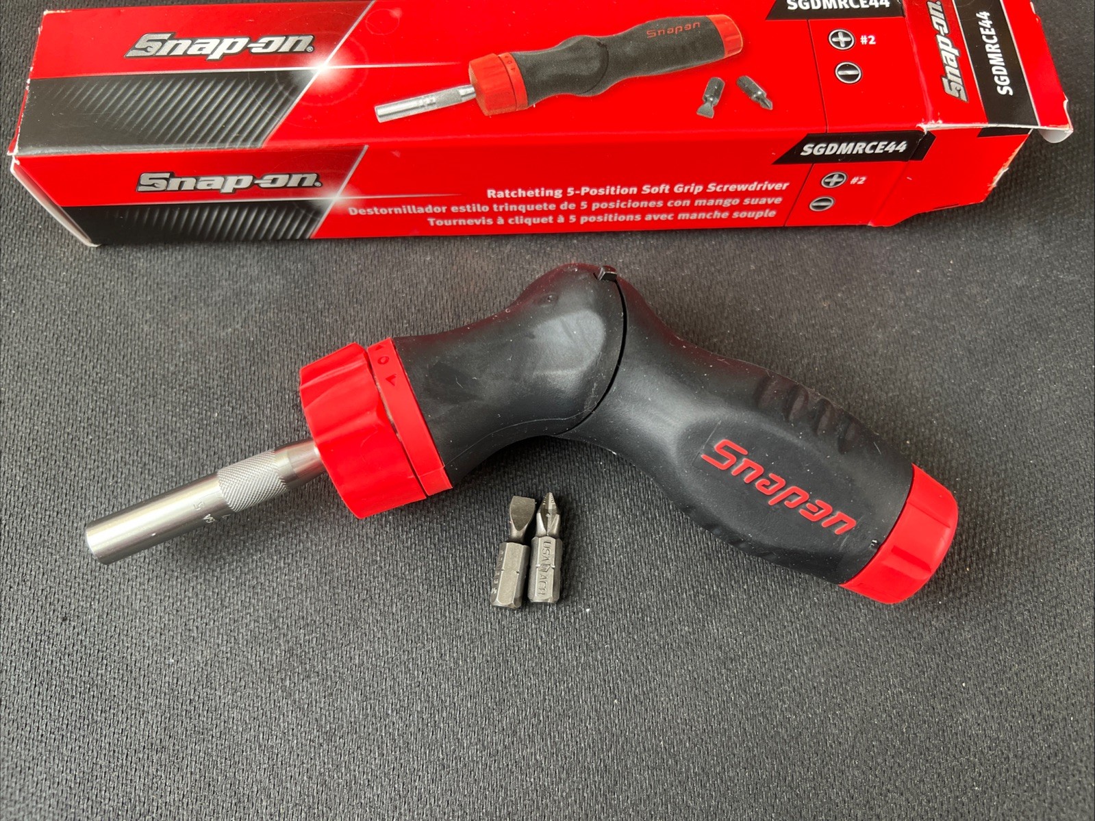 Snap On NEW SGDMRCE44 Red Soft Grip 5 Position Handle Ratchet Screwdriver ❤️