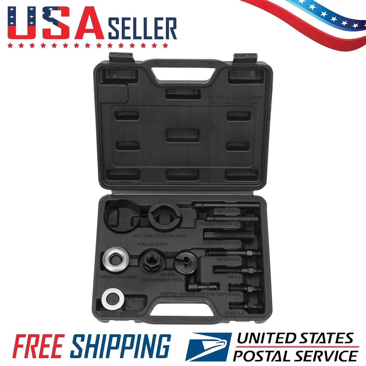Power Steering Pump Puller Remover Installer Tool Set 14 Pieces For Auto Car