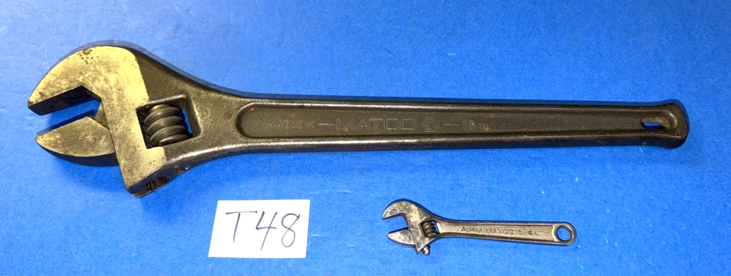 MATCO TOOLS 2 PIECE ADJUSTABLE CRESCENT STYLE WRENCHES 4 AND 15 INCHES