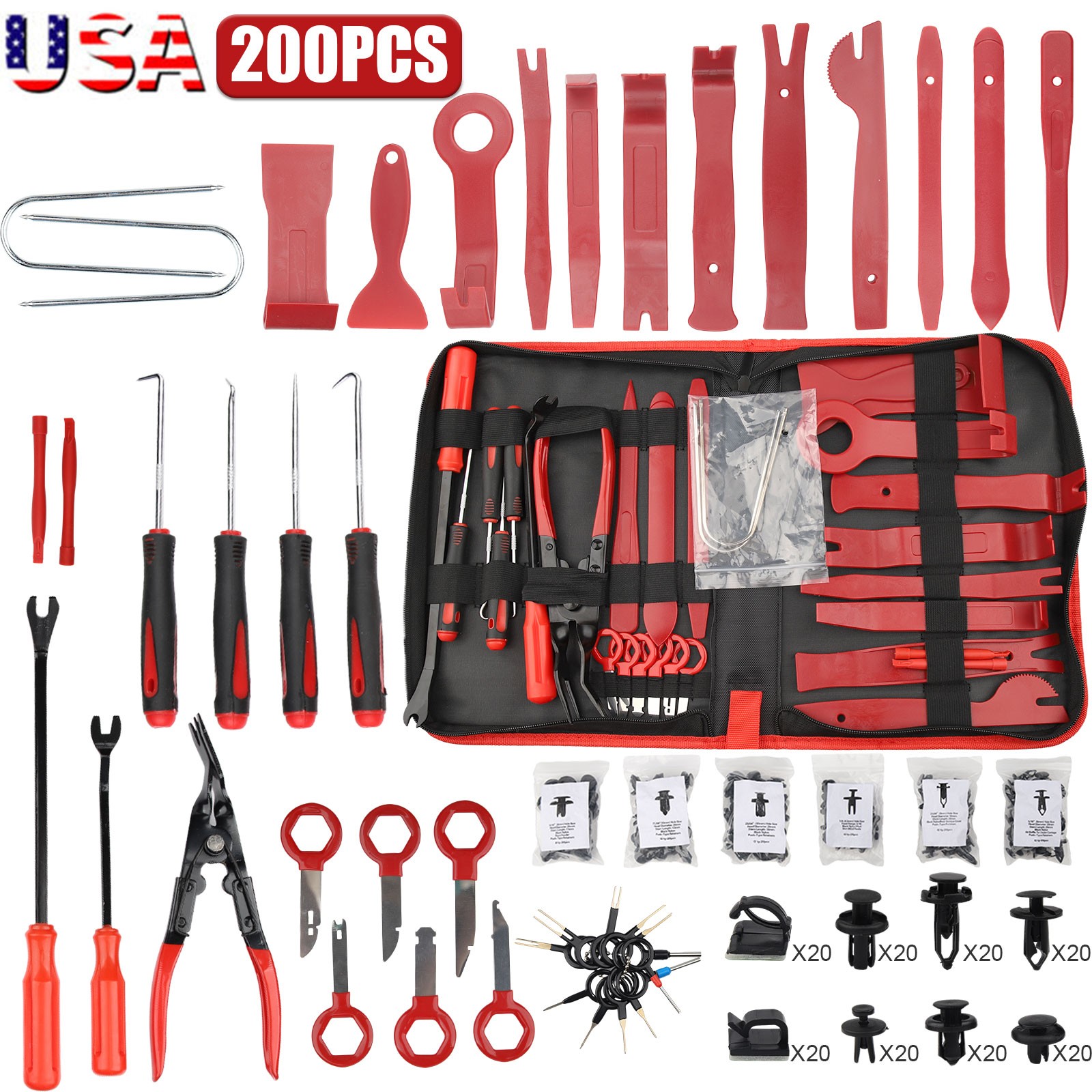 178/200pc Car Trim Removal Tool Set Hand Tools Pry Bar Panel Door Interior Clip