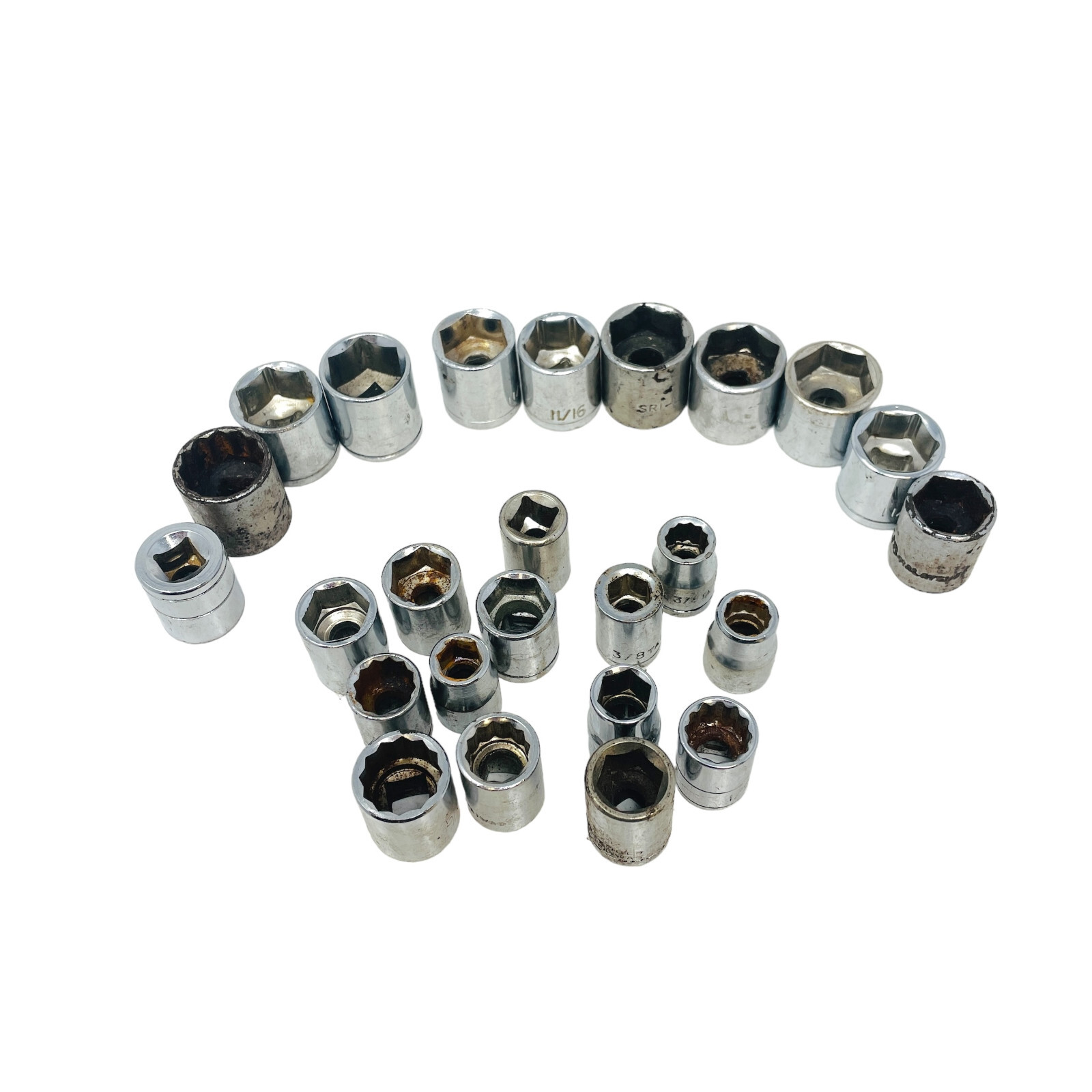 25 Pcs K-Mart and Assorted 1/2 in, 3/8 in, 11/16 in Socket Set