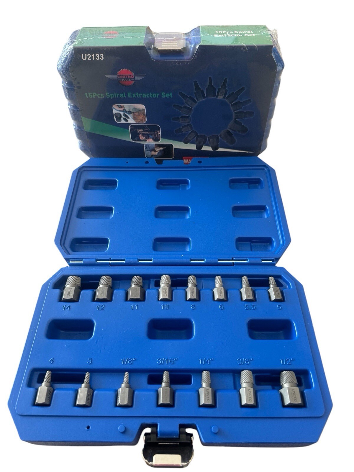 Pro Heavy Duty Screw Stud Bolt Extractor Set 15PC Metric SAE 2637 LH Spiral HEX