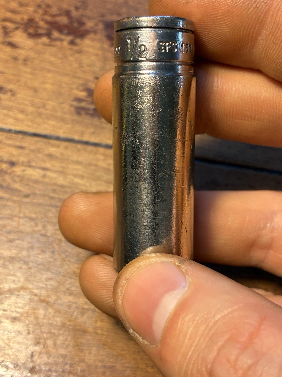 Vintage Snap-on Underline Logo SF161 3/8″ Drive 1/2″ SAE Deep 6 Pt Socket Rough