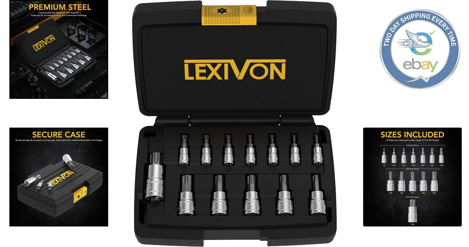 Enhanced Torx Bit Socket Set T8-T60 – 13 Piece S2 Steel with Lifetime