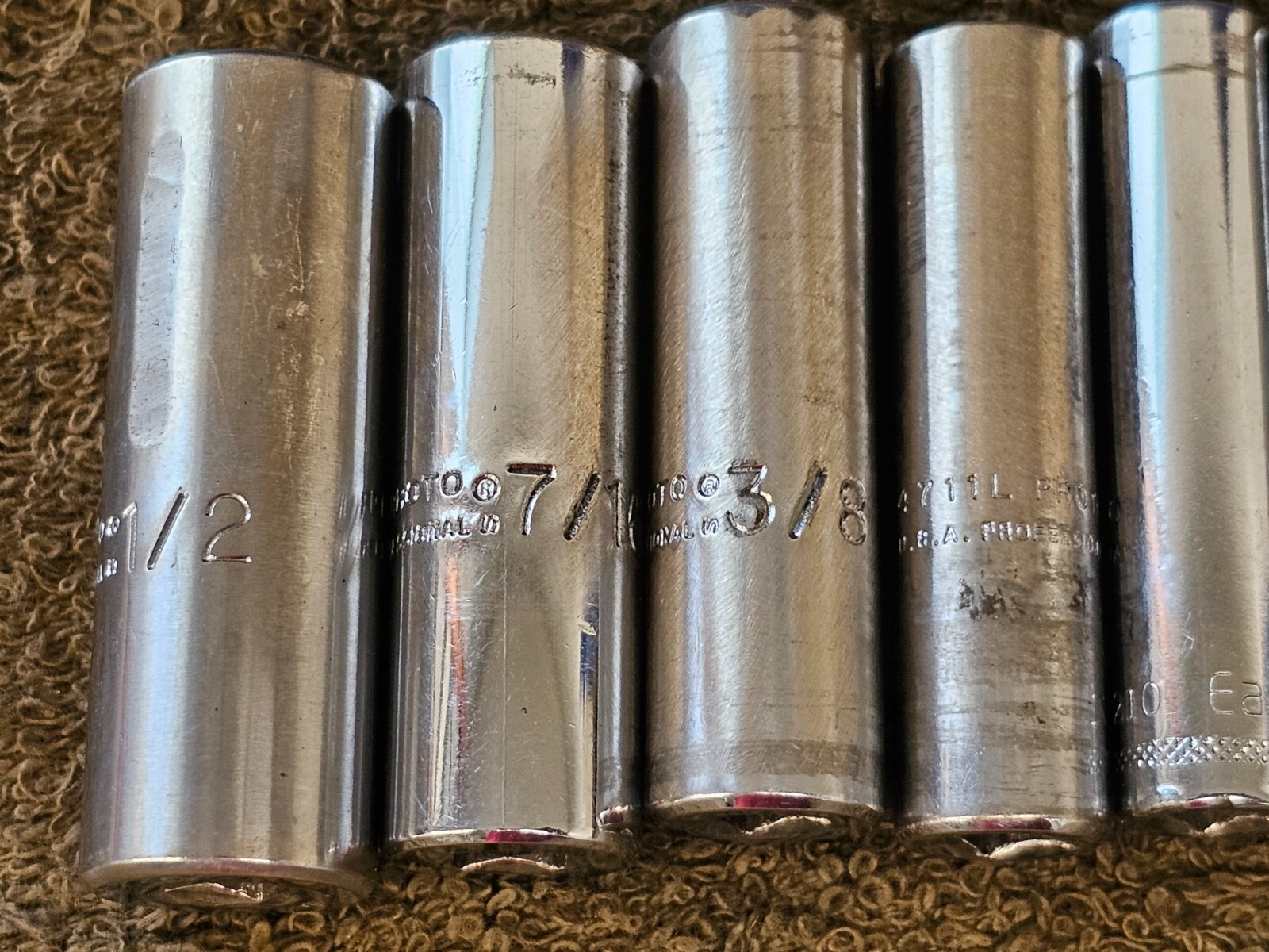 9 Proto Professional Deep Well Long Socket 1/4″ Drive Sae Set 1/2 3/8 3/16 4716L