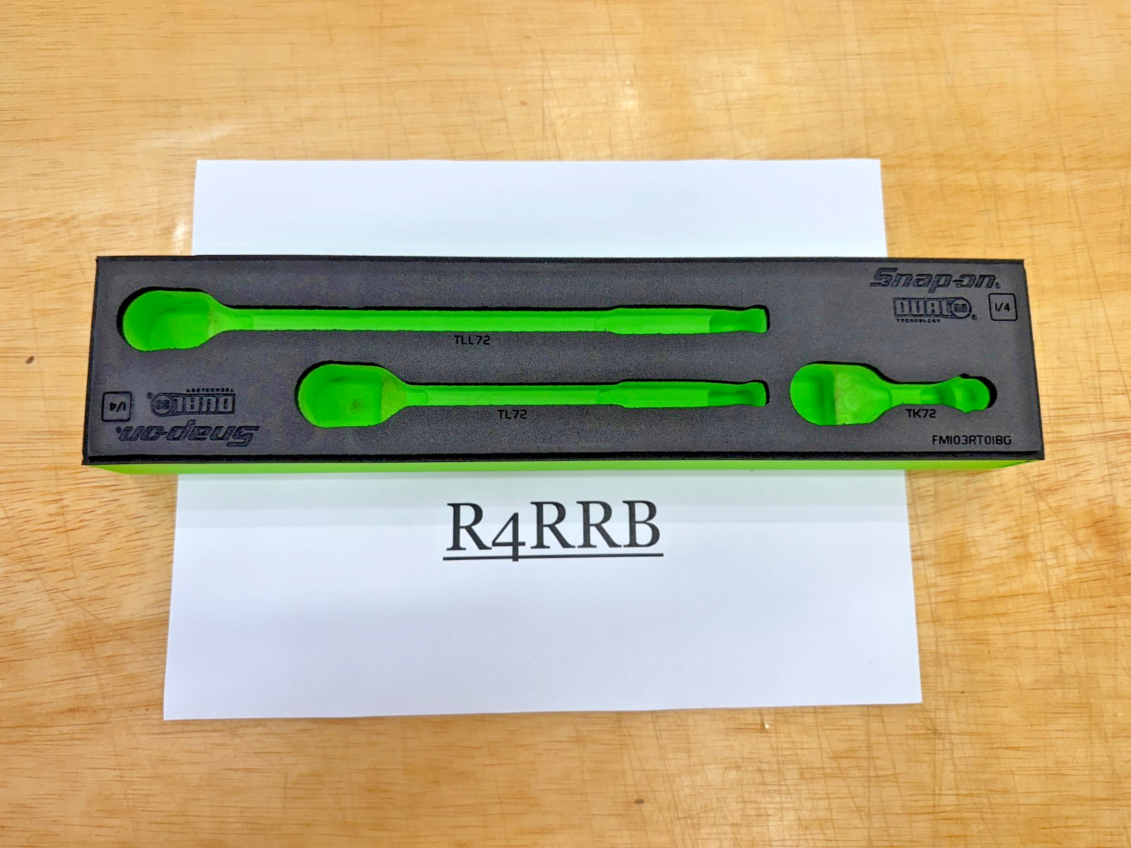 Snap-on Tools GREEN FOAM ORGANIZER for 3pc 1/4″ Drive Ratchet Set FM103RT01BG