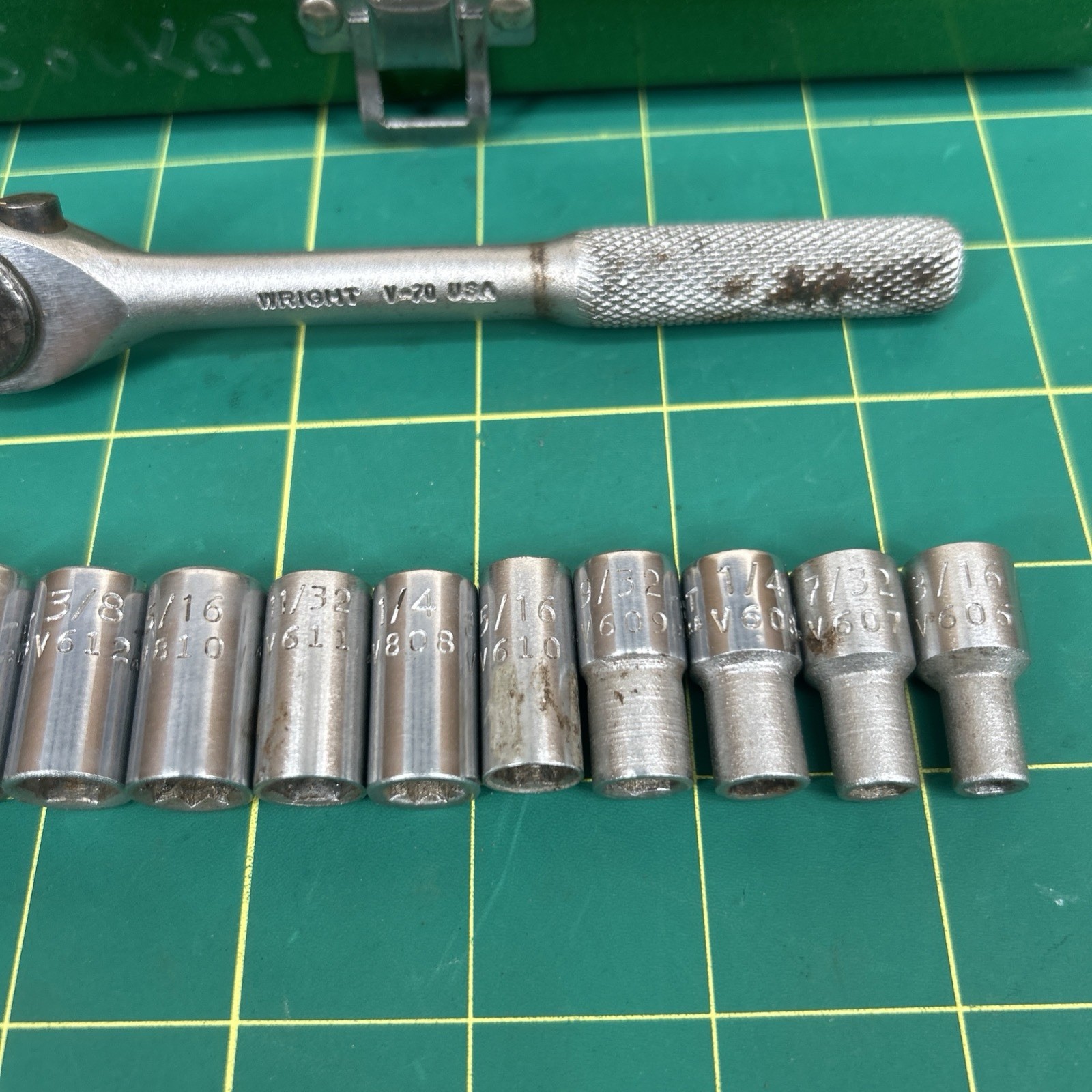 VTG Wright Tools 1/4” Drive SAE Socket & Ratchet Extension V-70 Set Case Box USA