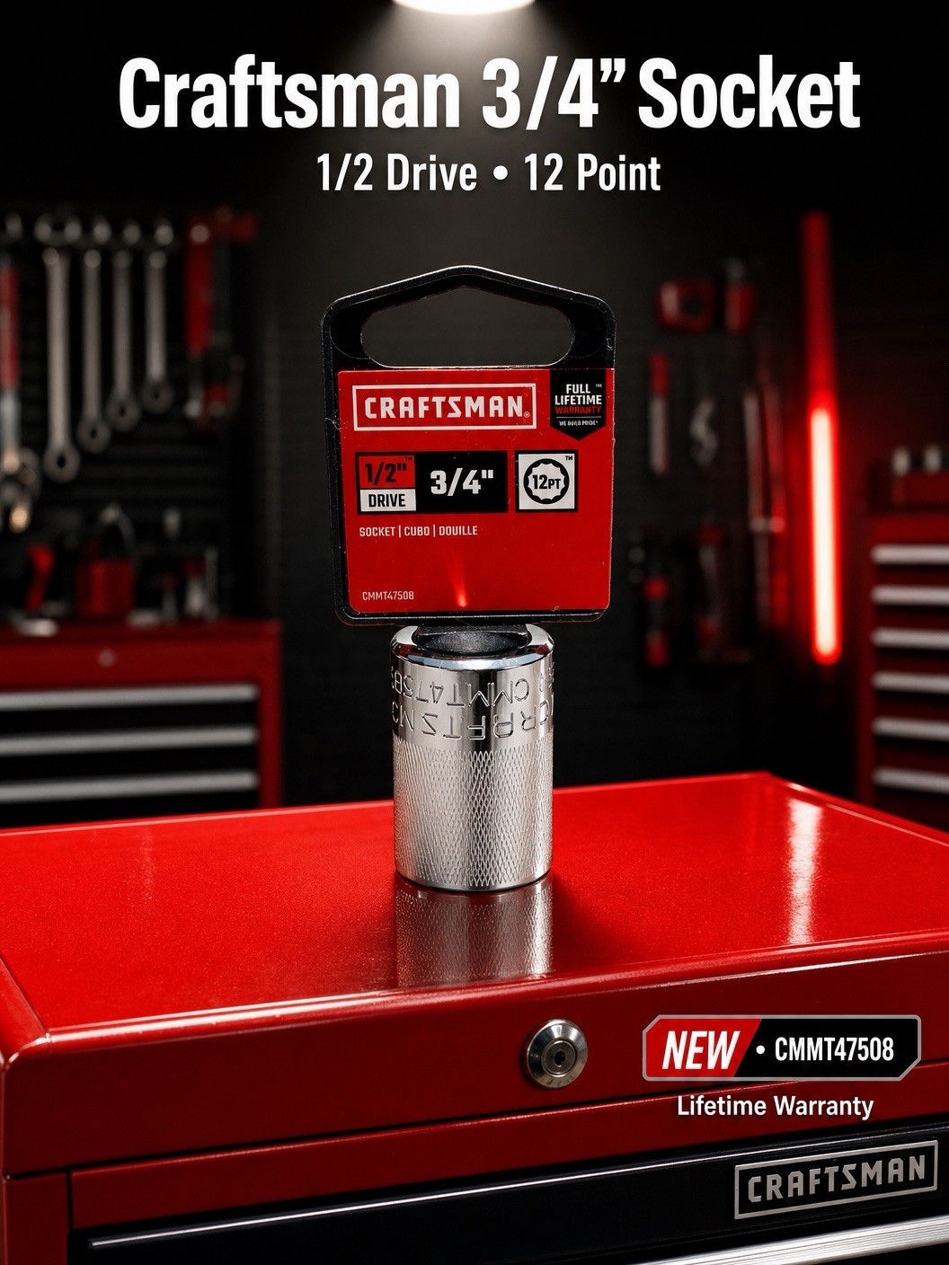 New Craftsman 3/4″x 1/2″ Drive Socket CMMT47508 – 12 Point Lifetime Warranty