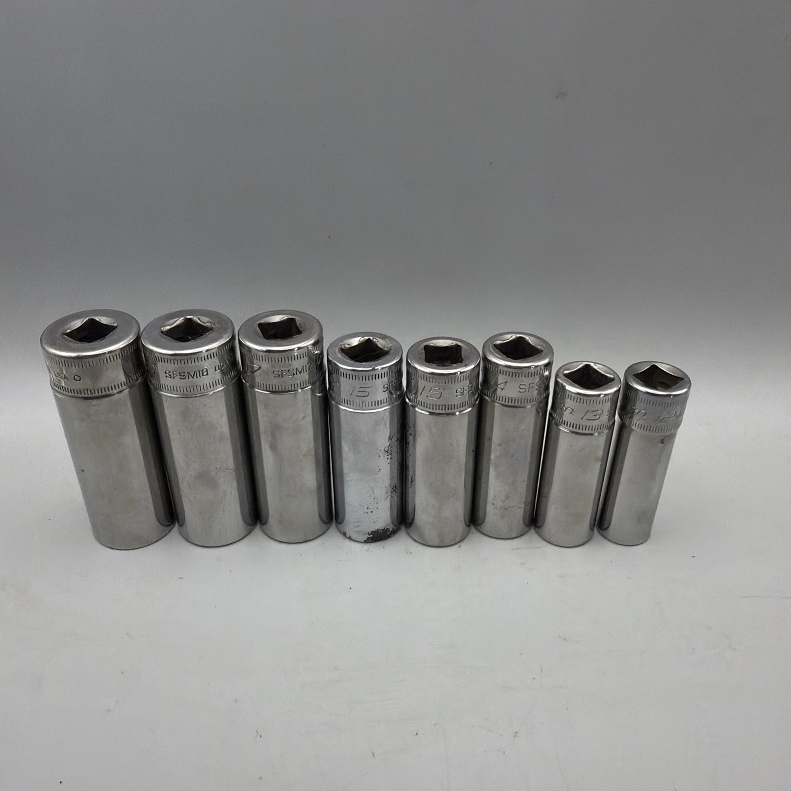 Snap-on 3/8″ Drive 6-Point Metric Deep Socket Set, 8 Piece, 12mm-19mm, SFS