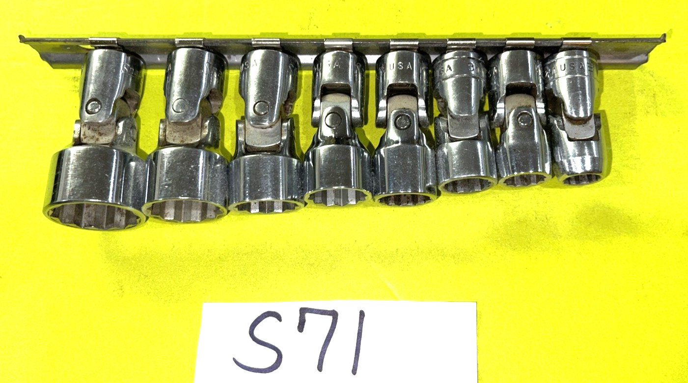 SNAP-ON TOOLS 8 PIECE 3/8 DRIVE SAE. SHALLOW SWIVEL SOCKET SET