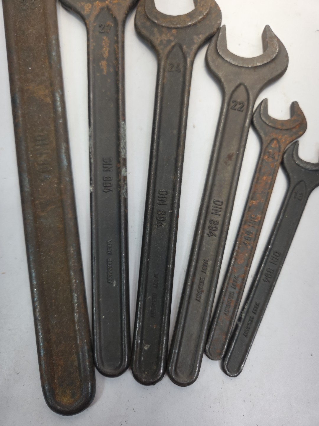 OPEN ENDED DIN894 Vintage SPANNER WRENCH Set 36,27,24,22,14,13 Used