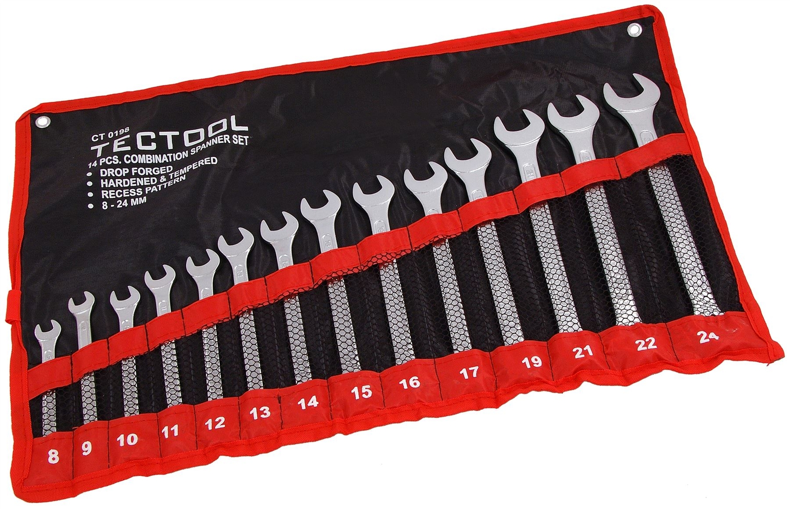 14pc Metric Drop Forged Large Combination Spanner Wrench Set In Case 8-24mm
