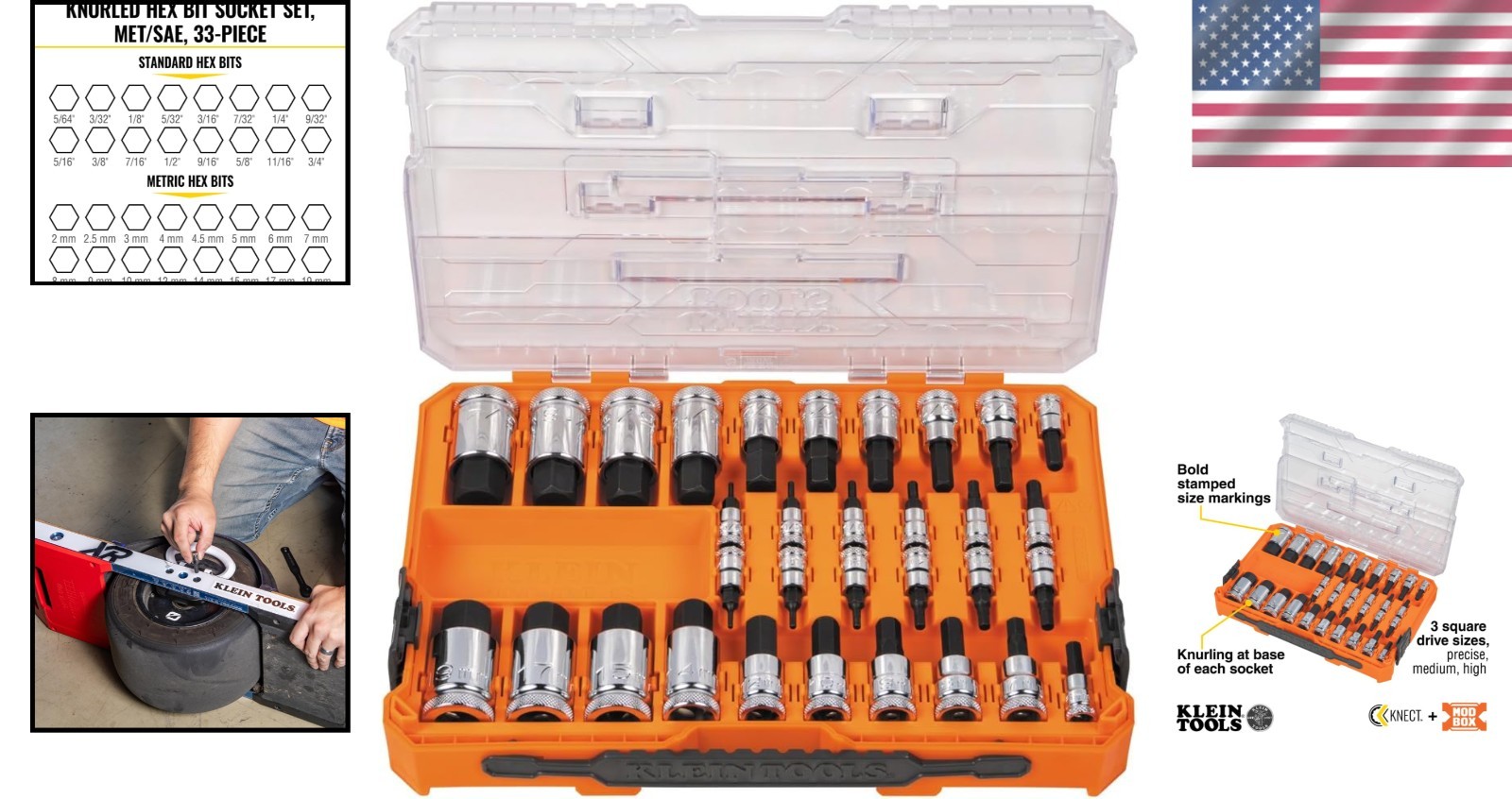 Efficient 33-Piece Hex Bit Socket Set with Enhanced Grip & Modular Case Design