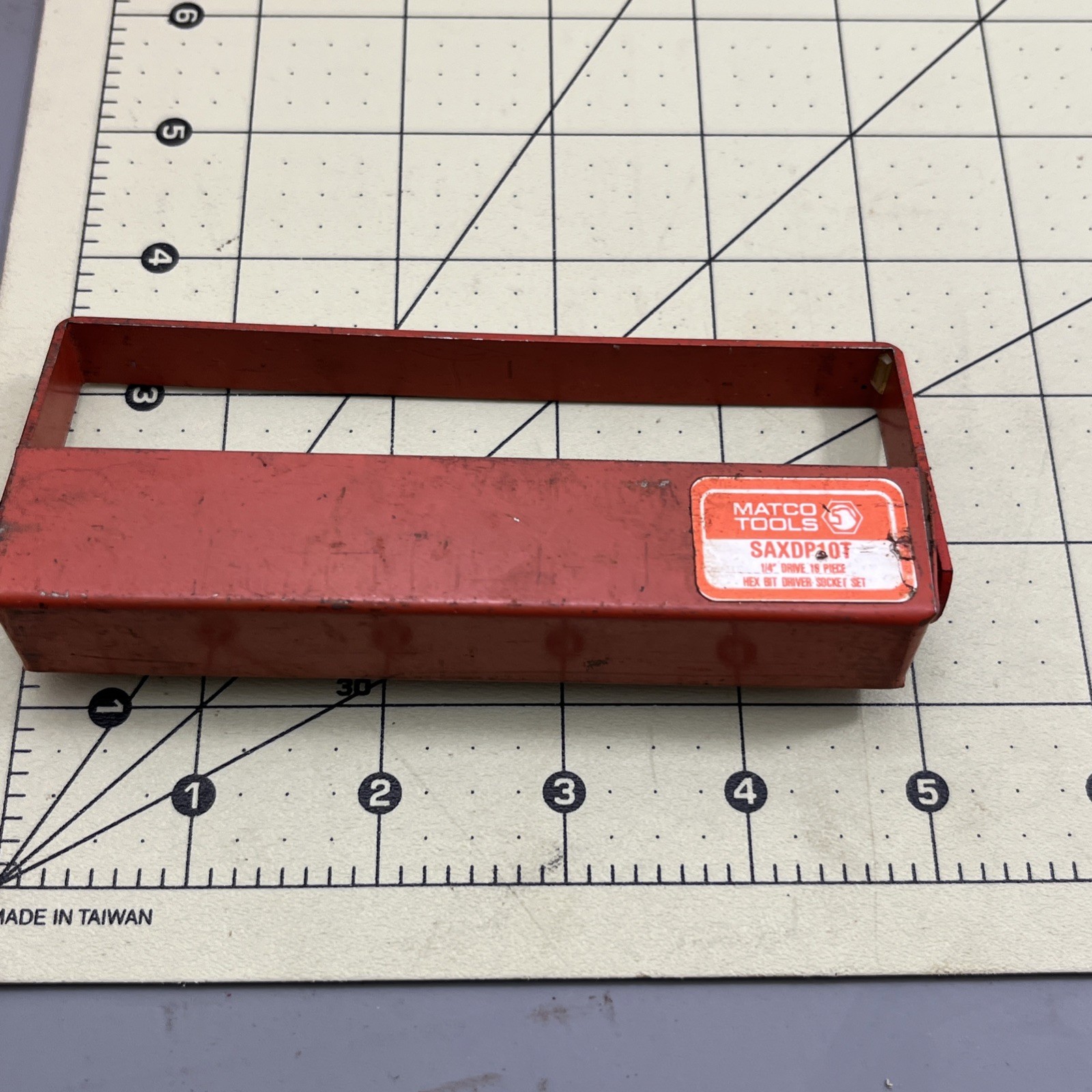10 Mac & MATCO Tools vtg Metal Socket Holder Tray Red BLUE USA rear