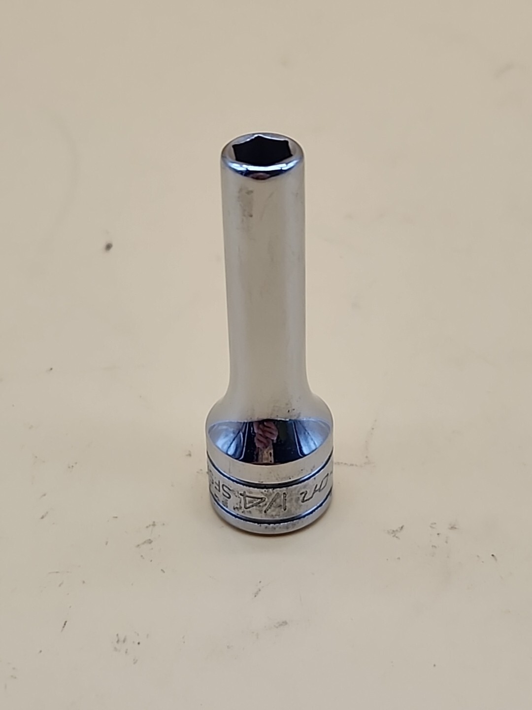 Snap on Tools 1/4″ DEEP 6 Point Chrome Socket 3/8″ Drive SFS081 USA