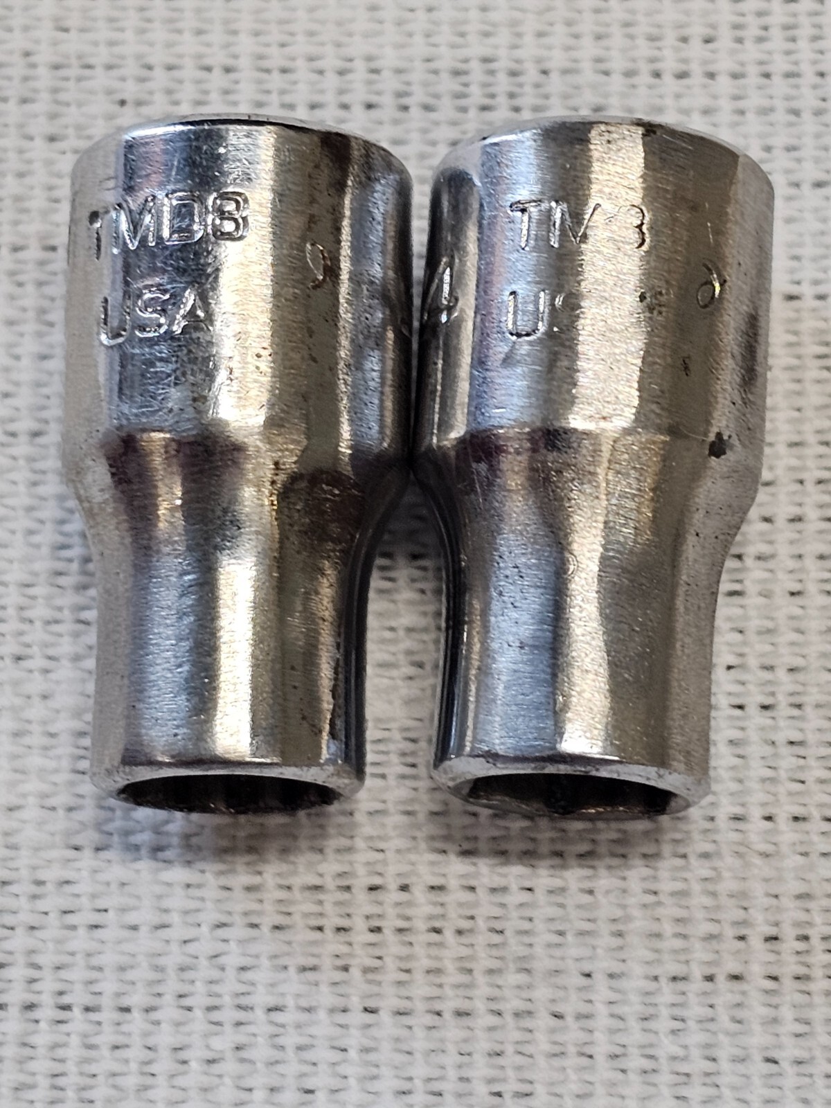 2 Snap-on Shallow Standard Socket Sae 12 6 Point 1/4″ Drive TMD8 TM8 1/4″ USA