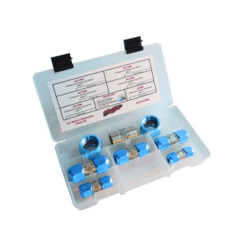 S.U.R.&R. AC50M Metric A/C Compression Union Kit, Aluminum Unions, 6 Pieces