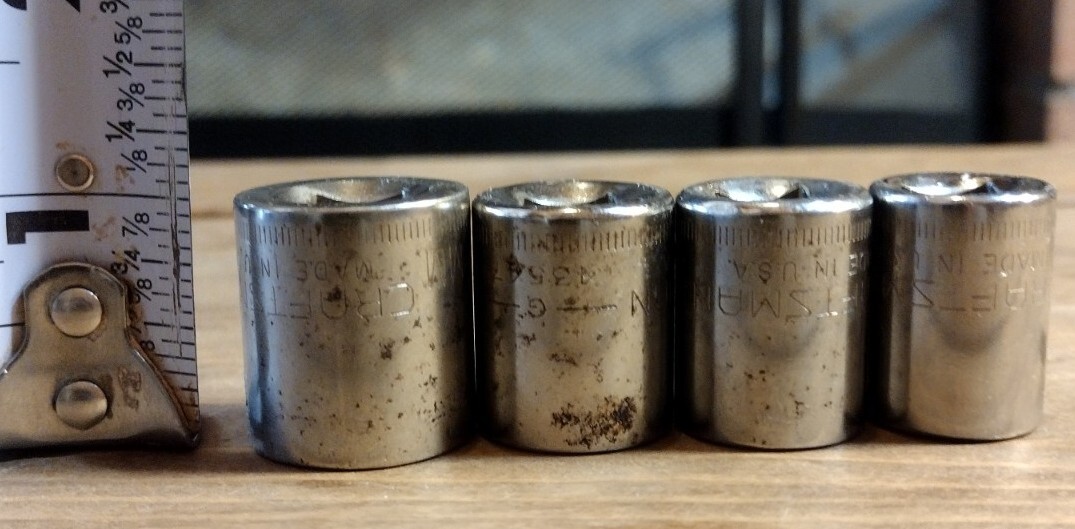 4-pc Craftsman -G- Metric 6 Point Shallow Socket 3/8″ Drive 13, 14, 15, 17mm