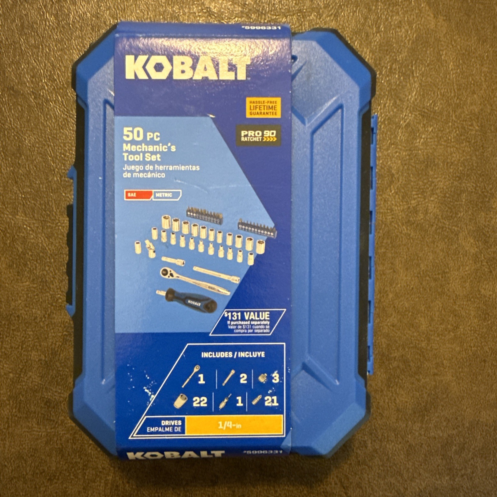 Kobalt Pro 90 Tooth 50-PC Tool Set 1/4” Ratchet SAE/Metric Socket Screw Driver