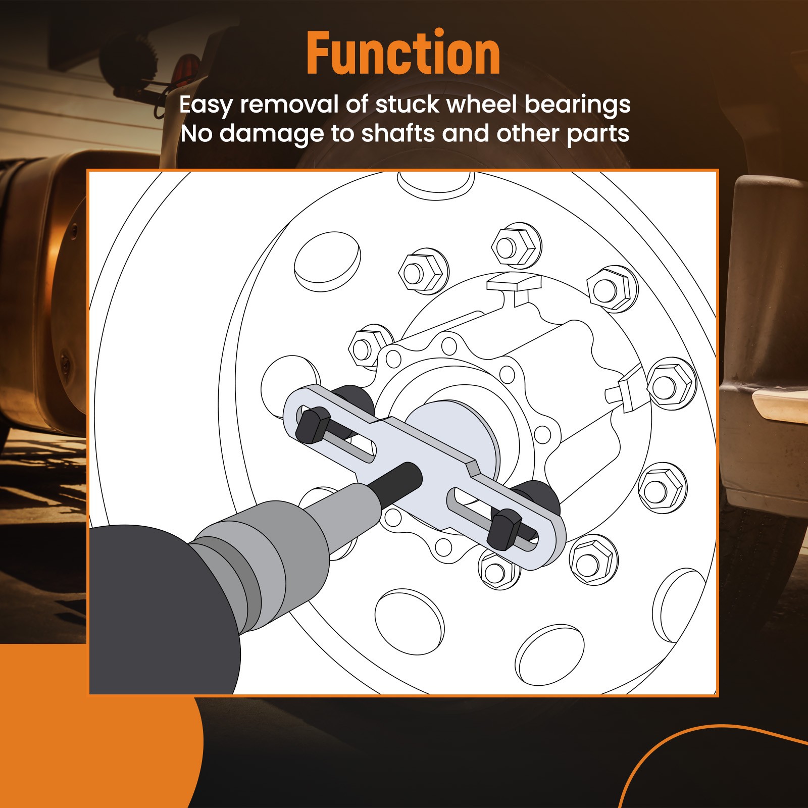 Heavy Duty Hub Bearings Pulling Extractor for Class 6-8 Trucks and Equipment.