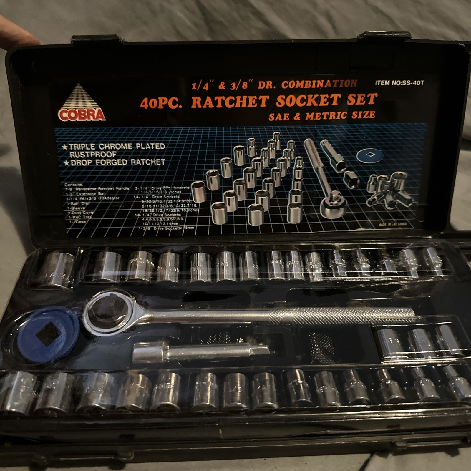 Cobra 40 pcs. Socket Wrench Ratchet Set Tool with Case COMPLETE