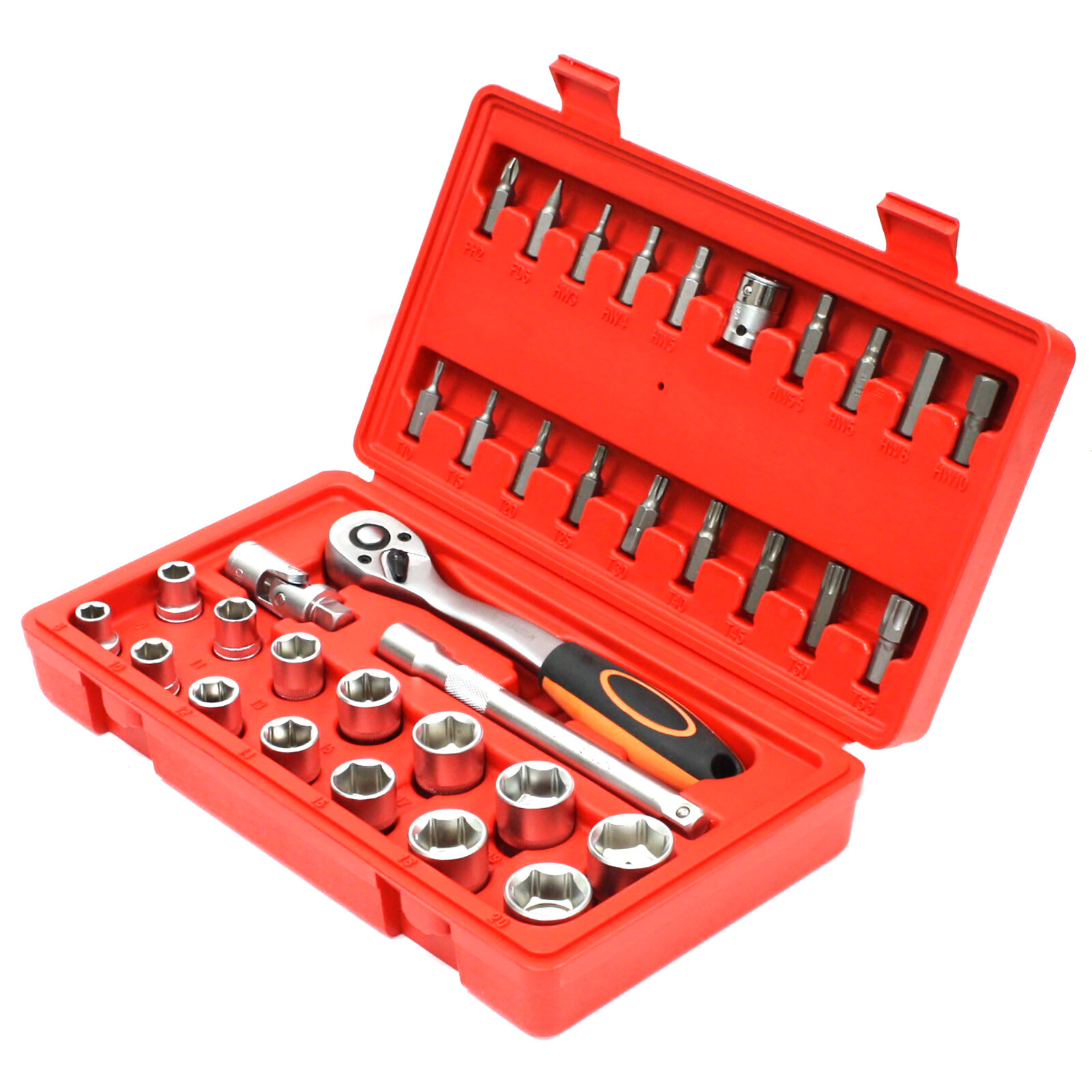36 pcs 3/8″ Drive Metric Socket & Bit Set Star Hex Ratchet Wrench Bits Adapter