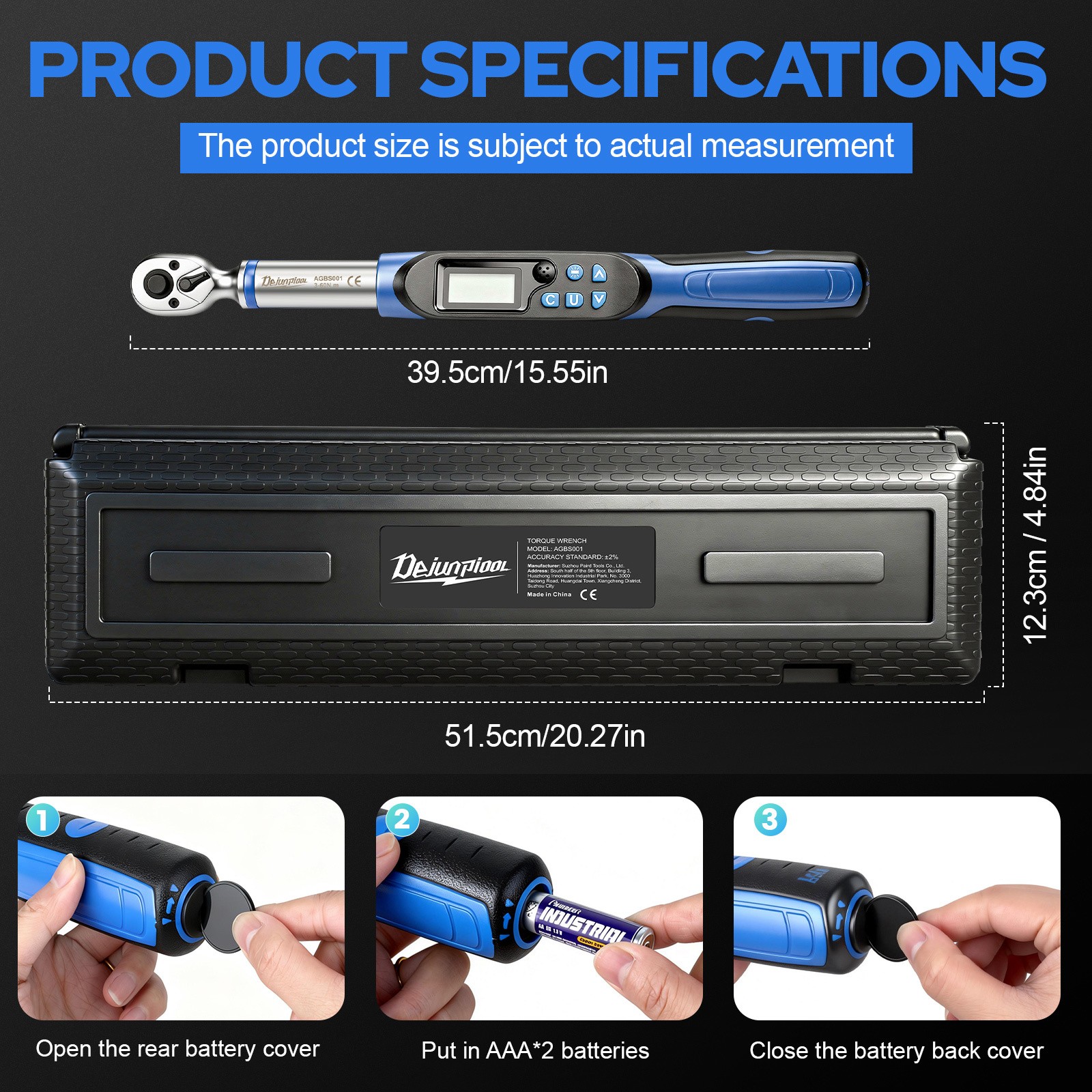 Digital Torque Wrench Set 3-60N.m 3/8″ 1/2″ Ratchet Wrench Tools W/ 7 Sockets
