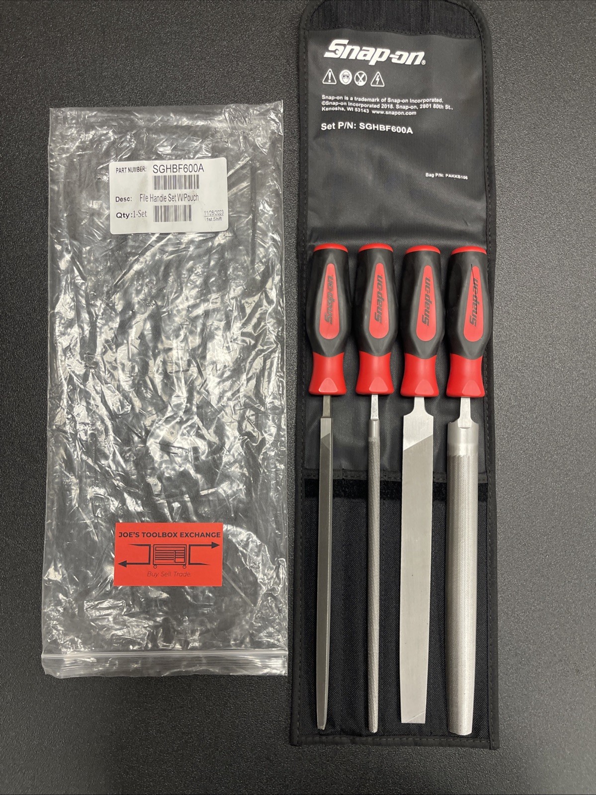Snap-on Tools PORTUGAL NEW 4-Piece Red Mixed File Set SGHBF600A