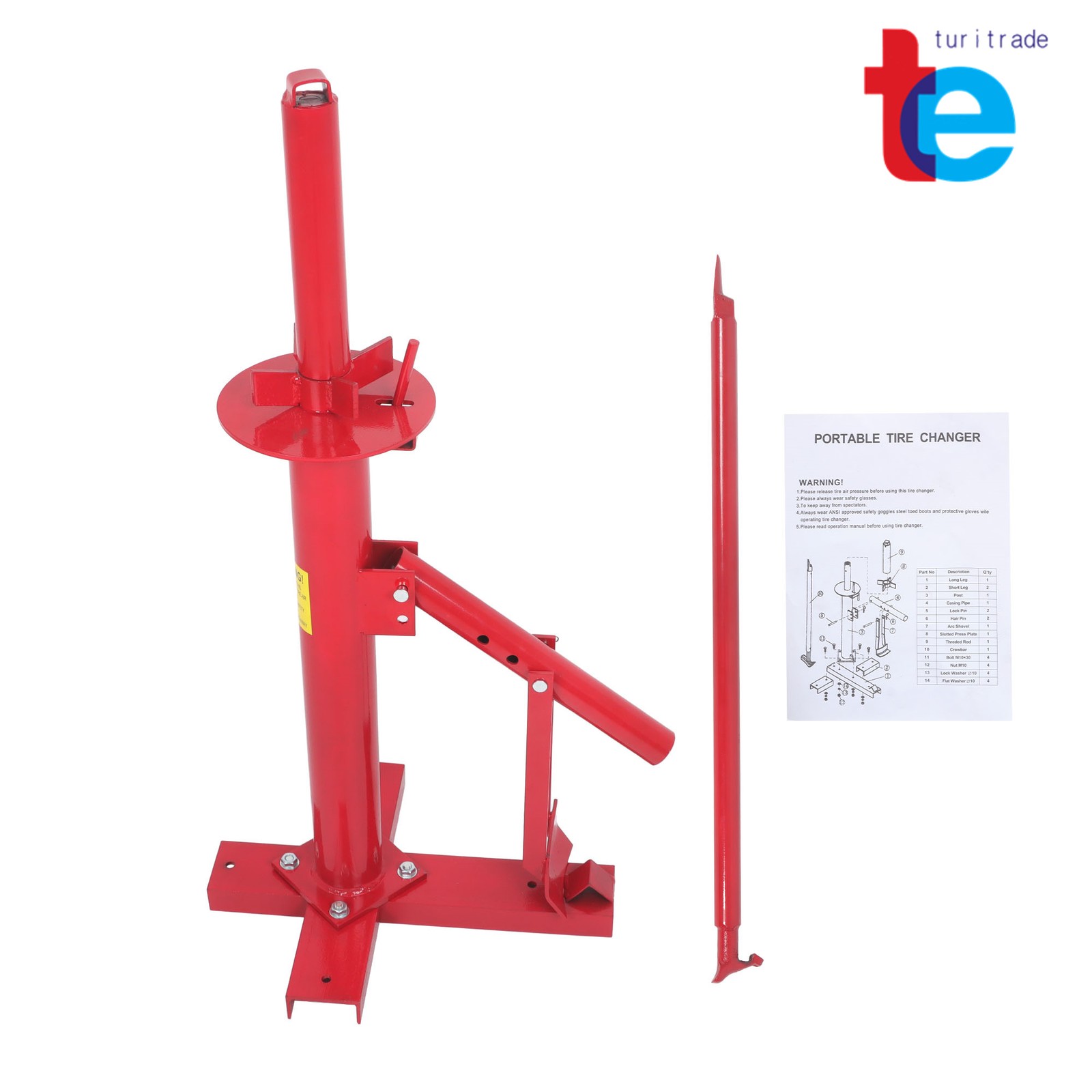 Portable Hand Tool Tire Bead Breaker Manual Tire Changer For 8” to 16” Tire