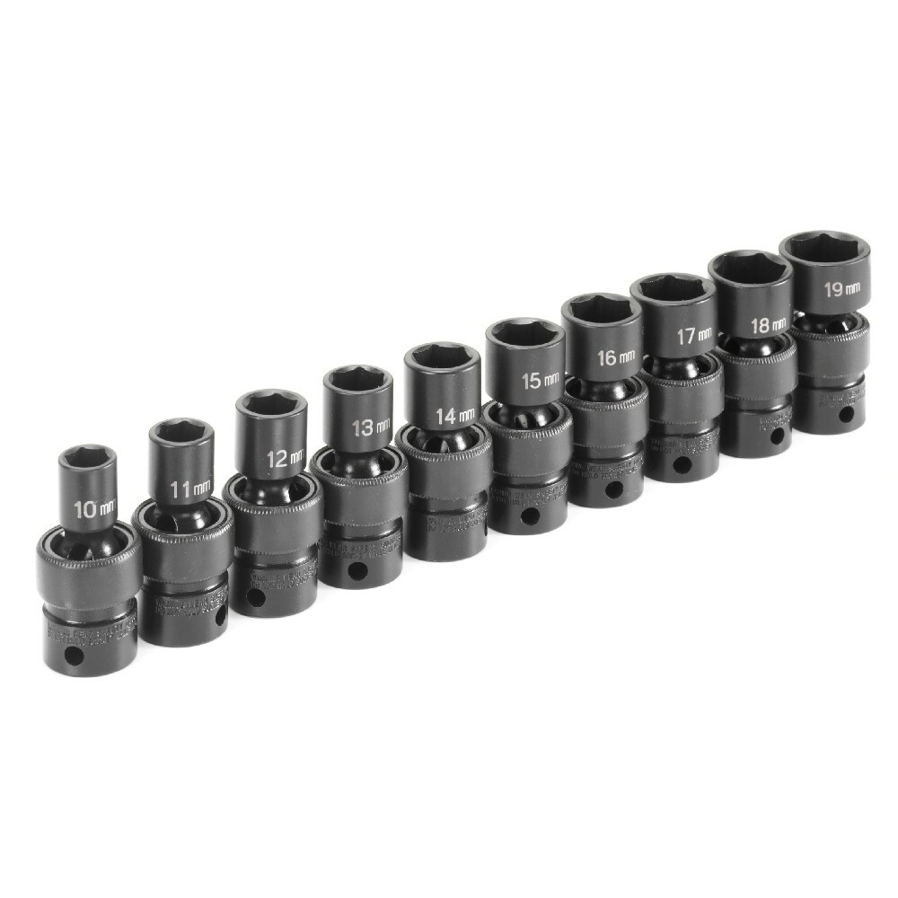 New Grey Pneumatic10 Piece 3/8″ Drive Universal Swivel Metric Impact Socket Set
