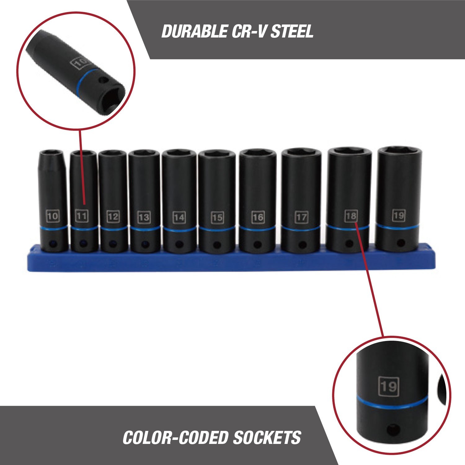 Hyper Tough 11Pc 3/8 Drive Deep Metric Socket Set Free Shipping