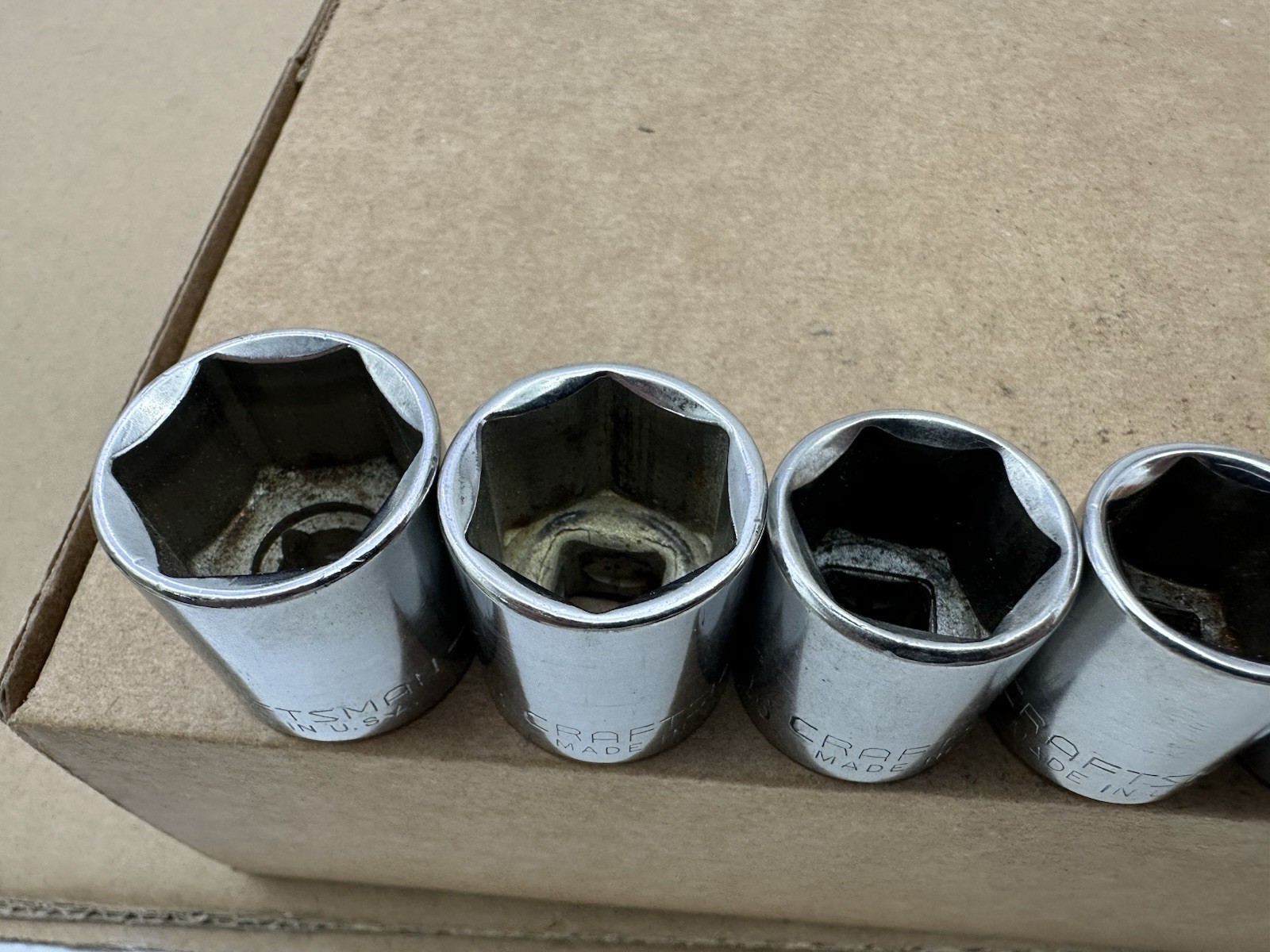 Craftsman USA 3/8 Drive SAE Socket Set 3/8-13/16 8pc 6PT G Vintage Very Good
