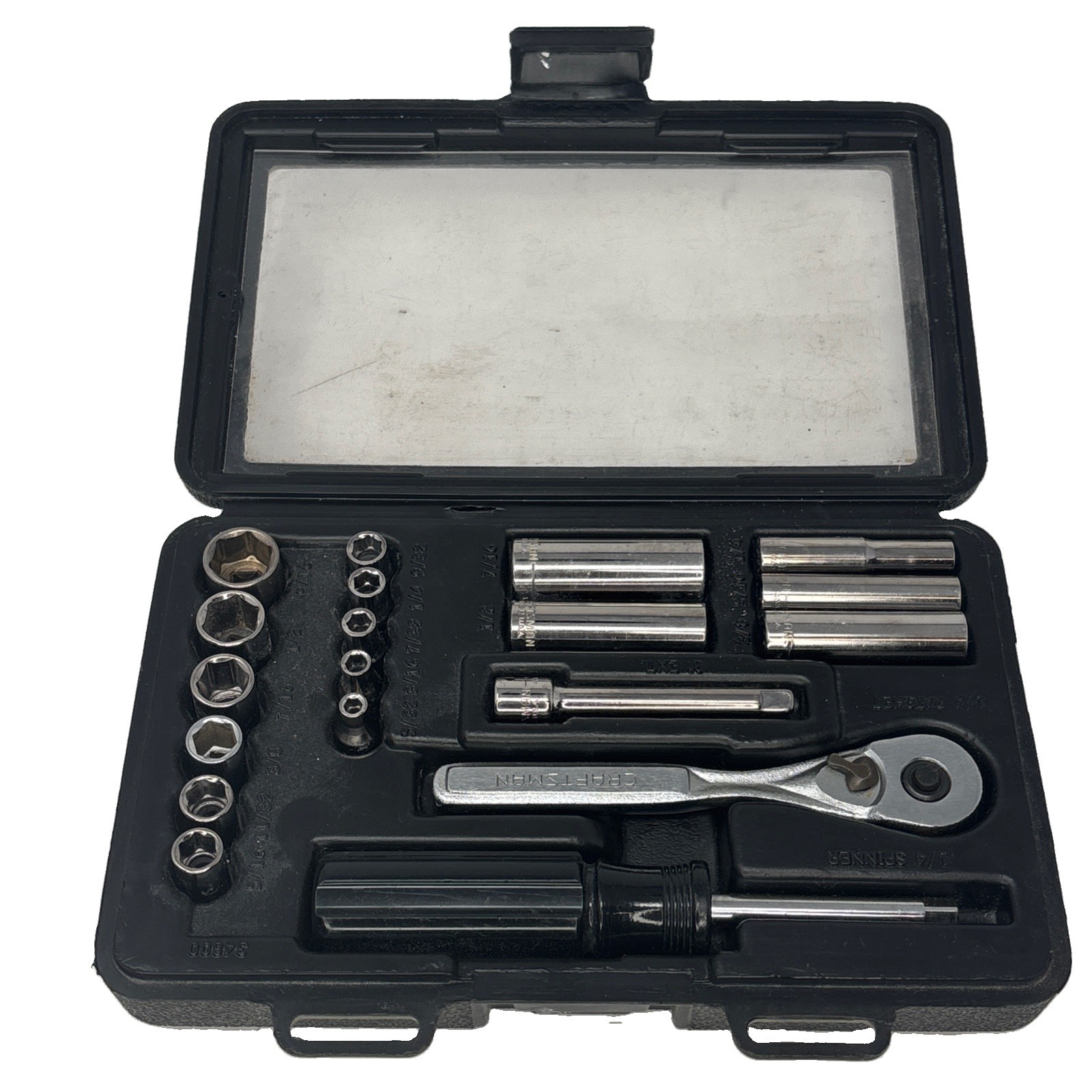Craftsman 19pc 1/4″ Drive 6pt Socket Set with Plastic Case 9- 34800