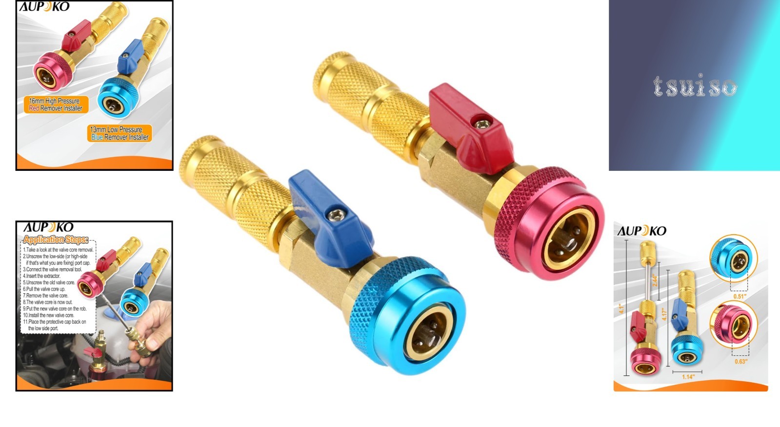 Brass R134A R12 Valve Core Quick Remover Installer Set – Durable & Easy to Use
