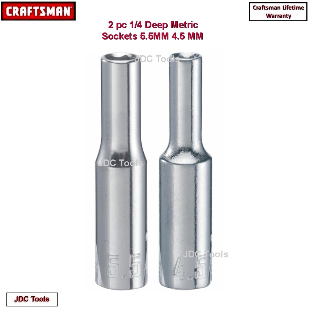 New Craftsman 4.5MM & 5.5MM Metric 6 Point 1/4″ Drive 2pc Deep Socket Set CMMT