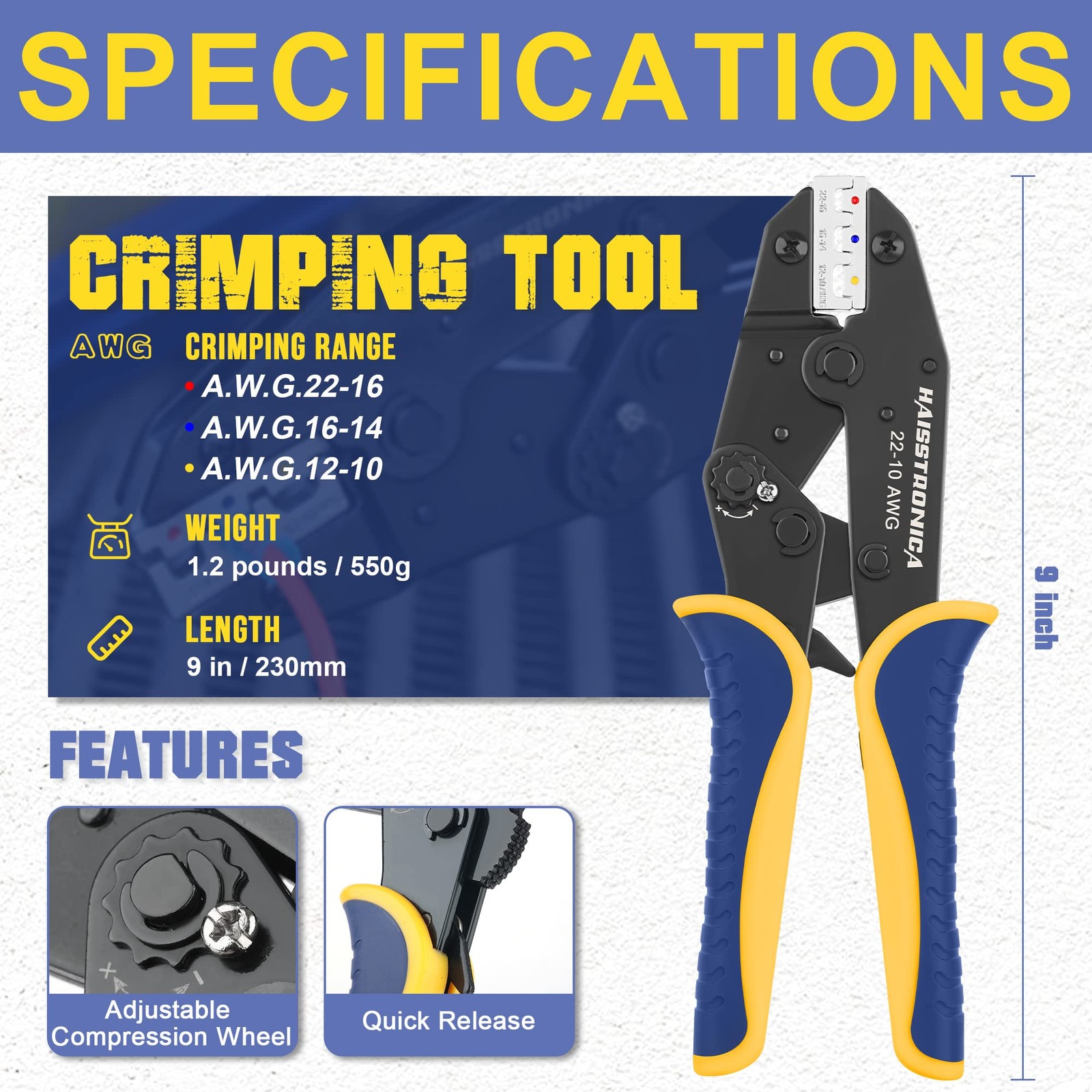 Crimping Tool for Heat Shrink Connectors with 200 Marine Grade Butt Connectors