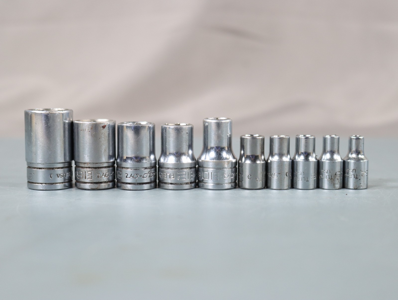 Snap-On 210AFLEY 10pc Combination Drive inverted TORX Shallow Socket Set E4-E18