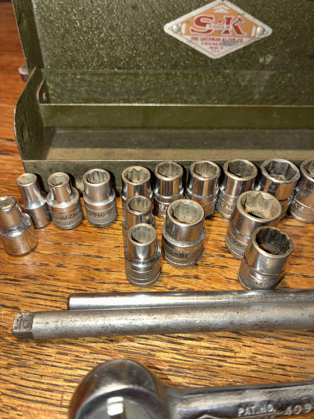 S-K USA Tools 1/4” Drive Socket Set Standard 22 Piece Vintage Set