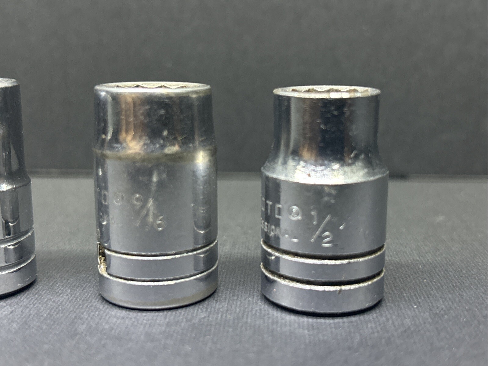 8 Proto 1/2″ Drive 7/8, 15/16, 13/16, 11/16, 9/16 SAE Sockets Chrome 12 Pt USA
