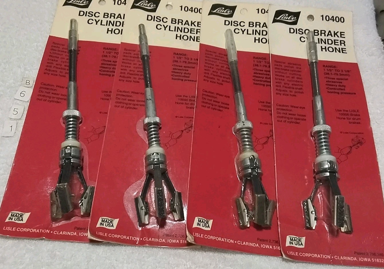 4pc LISLE #10400 3 STONE DISC BRAKE CYLINDER HONE «1-1/2″ × 3-1/8″ RANGE » SET