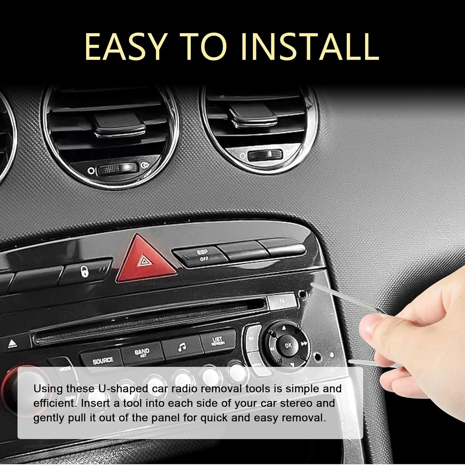 2PCS Car Radio Removal Tool,U-Shaped CD Removal Pry Tool Kit, Stainless Steel…