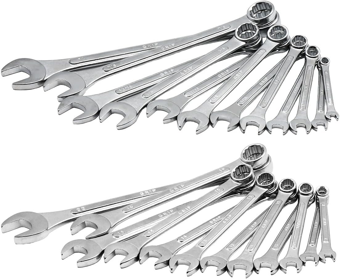 24 pc Raised Panel Combination Wrench Set MM/SAE-12 PT- 7mm – 22mm – 1/4” – 1″