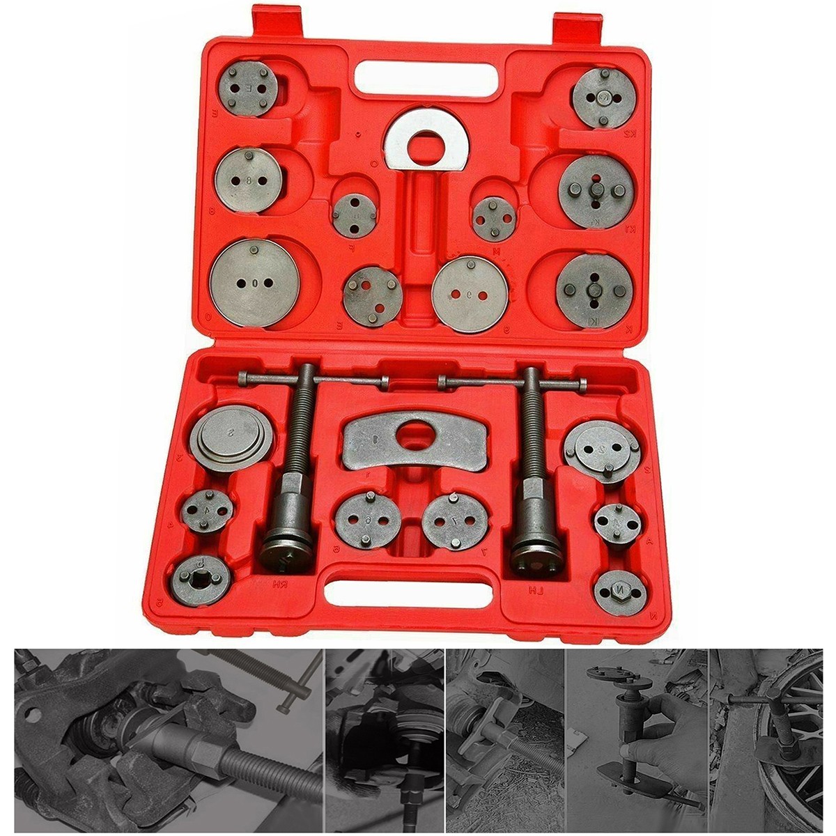 Brake Caliper Piston Wind Back Tool Kit Universal 22pc Disc Rewind Auto Tool KIT