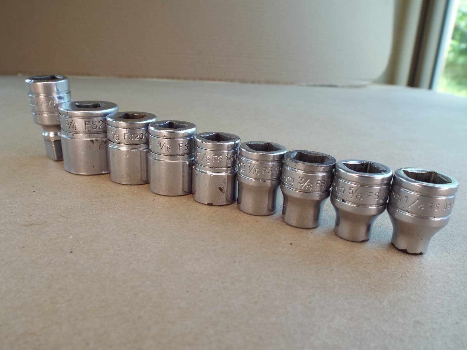 VTG Snap-on 8 Pc Socket & 1 Ext Lot 3/8 Dr 6 Point USA Made (Please Read)