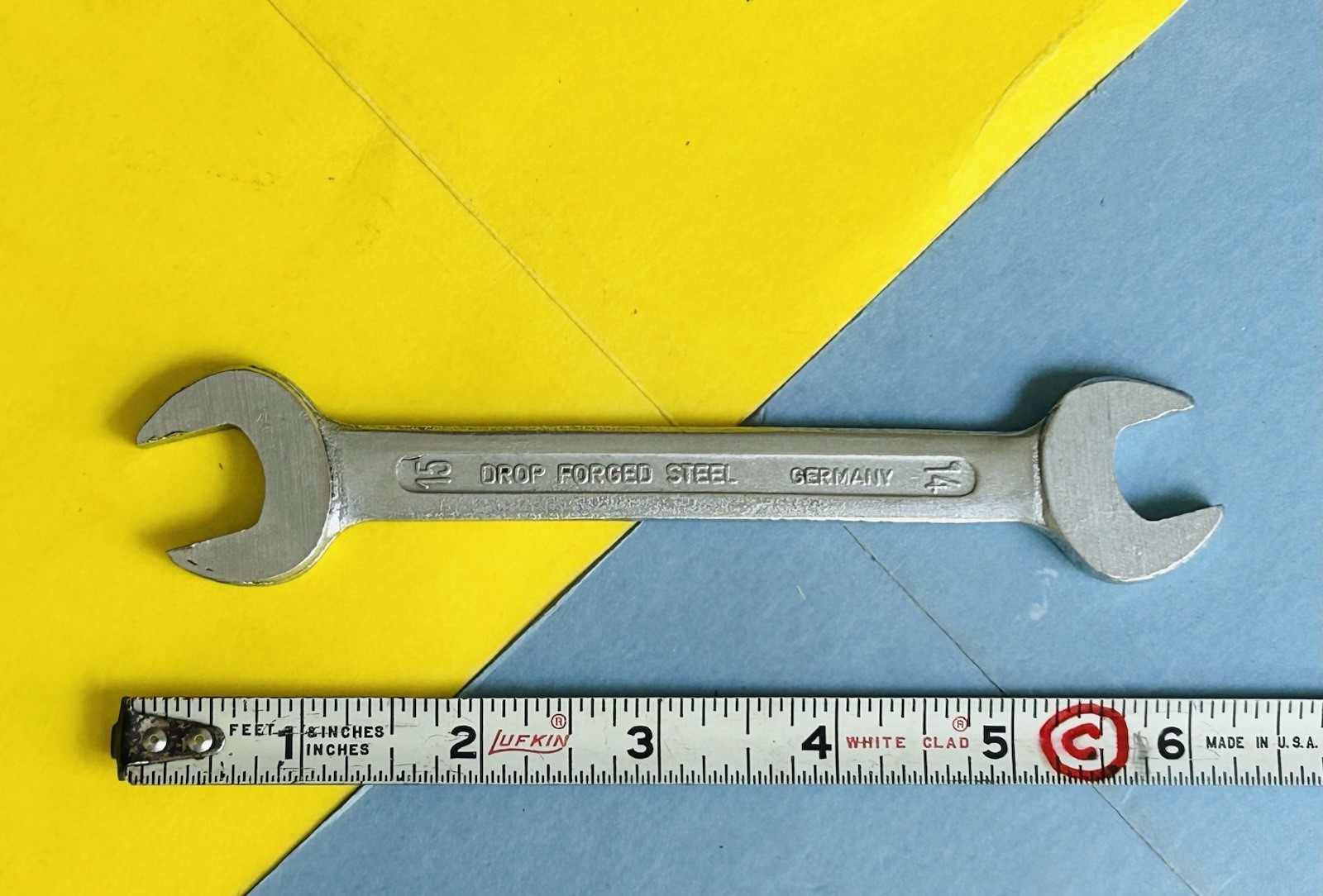 Vtg 1964-73 PORSCHE DROP FORGED STEEL OPEN END WRENCH 14 x 15 mm 356 911 Germany