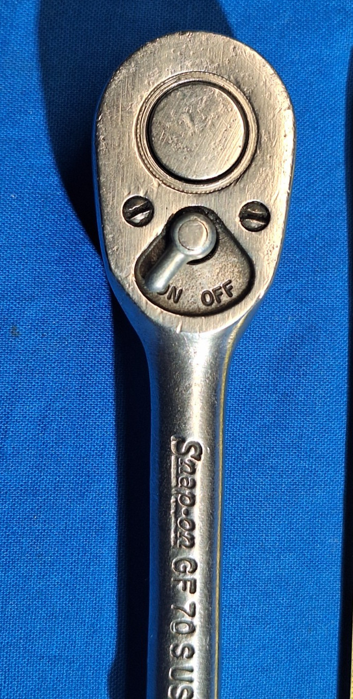 Old Logo Snap-On GF70S 7″ LONG Vintage 3/8″ drive ratchet industrial WORKING