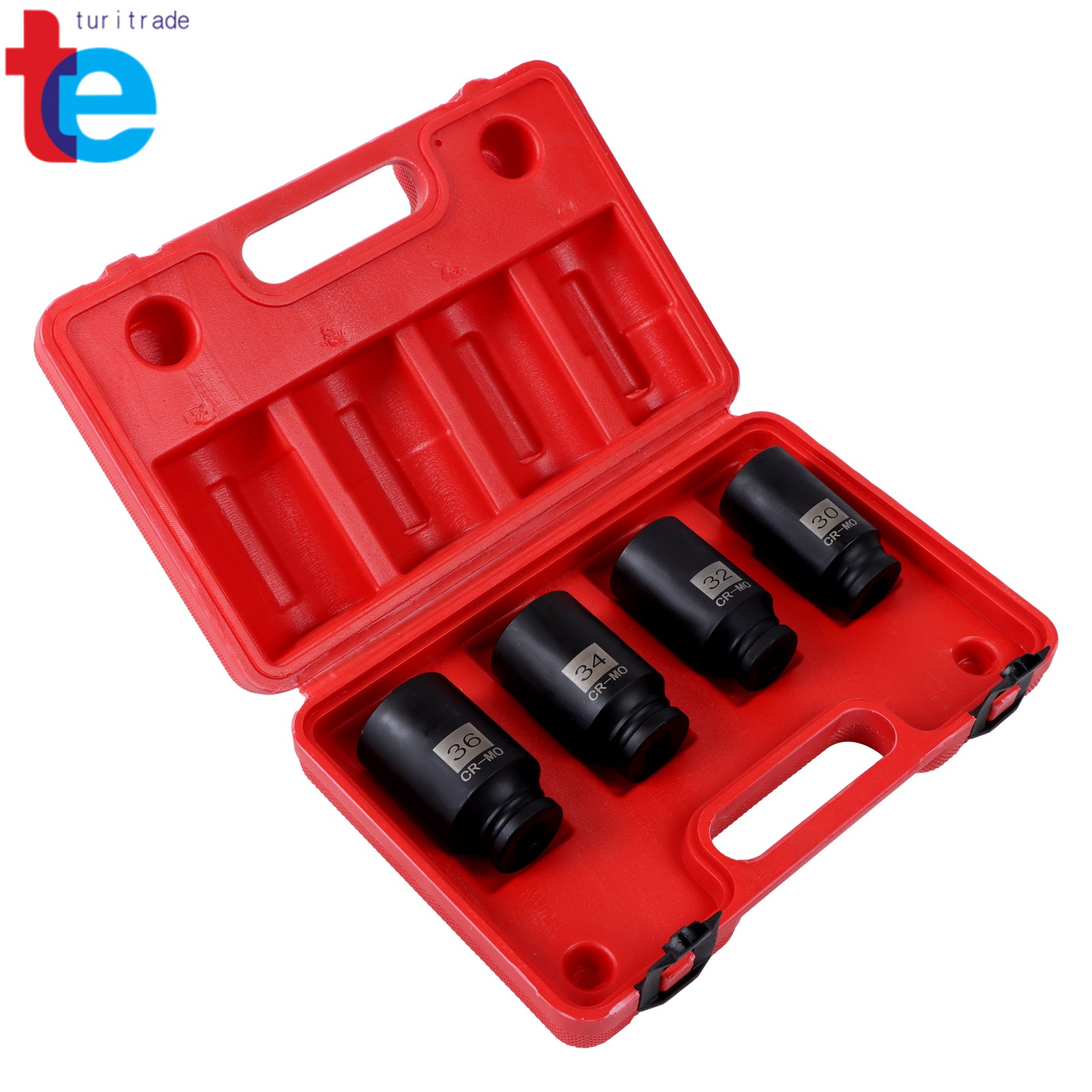 New 1/2″ Drive Deep Spindle Axle Nut Impact Socket Set 12 Point 30 32 34 36mm