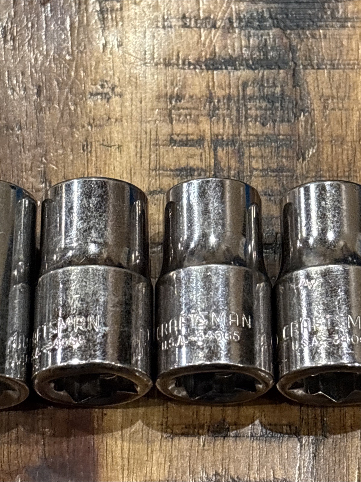 Craftsman 1/2” Laser Shallow Socket Set 9mm – 22mm 1/2” Drive 12pt 11pc USA EUC