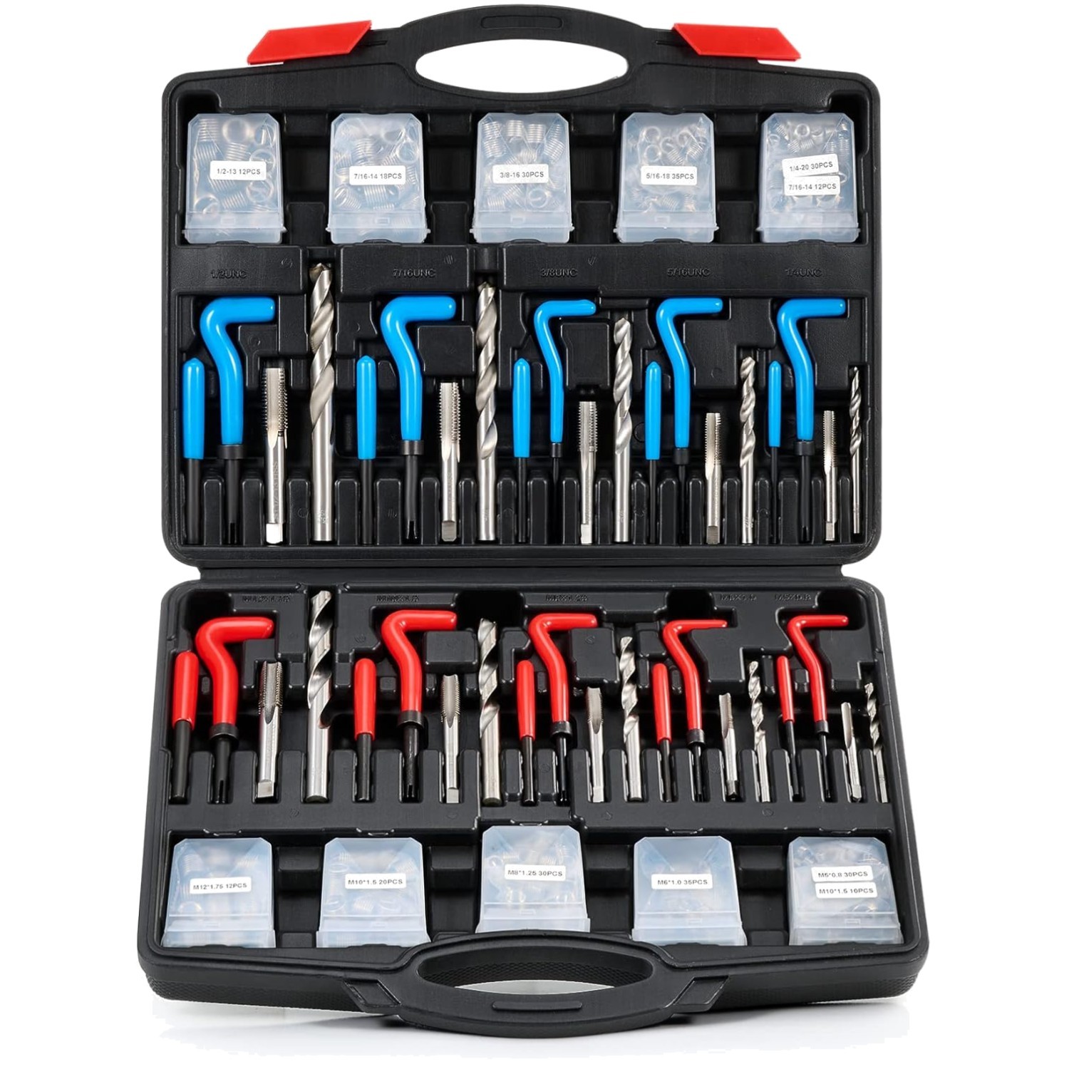 Professional SAE/Metric Thread Repair Kit with High-Speed Steel & Carrying Case