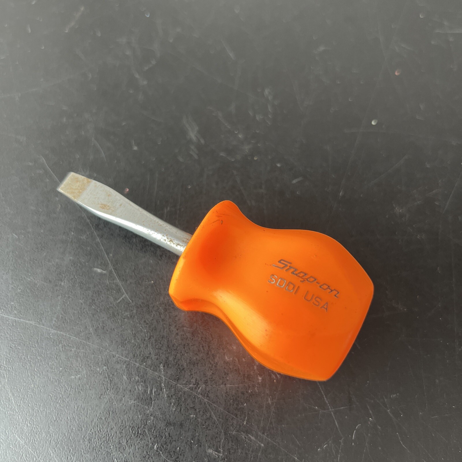 Orange Snap-on Tools SDD1 Flat Tip Stubby Handle Screwdriver USA